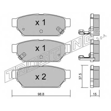 Колодки тормозные дисковые для MITSUBISHI CARISMA(DA#), COLT(CA#A), FTO(DE#A), LANCER(C6#A, C7#A, CB#W, CB/D#A, CC, CD#W), MIRAGE(CJ#A, CL#A) <b>TRUSTING 411.0 / 21872</b>