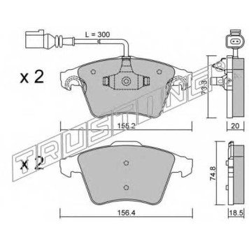 Колодки тормозные дисковые для VW TOUAREG(7L6,7L7,7LA) <b>TRUSTING 568.2 / 23467</b>