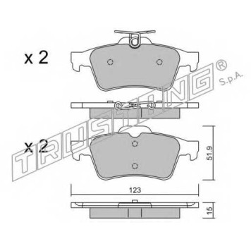 Колодки тормозные дисковые для FORD C-MAX, FOCUS, KUGA(DM2), TOURNEO CONNECT, TOURNEO COURIER, TRANSIT CONNECT, TRANSIT COURIER / VOLVO V40 <b>TRUSTING 346.3 / 23482</b>