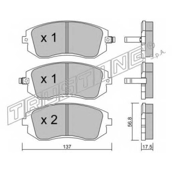 Колодки тормозные дисковые для SUBARU FORESTER(SG,SH), IMPREZA(G3,GD,GG,GH,GR), LEGACY(B13#,BL,BM,BP,BR), OUTBACK(BL,BM,BP,BR) <b>TRUSTING 516.0 / 23865</b>