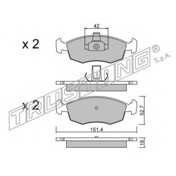 Колодки тормозные дисковые для FIAT PALIO(178BX,178DX), PUNTO(188), SIENA(178#), STRADA(178E,278#,578#) <b>TRUSTING 283.3 / 20907</b>