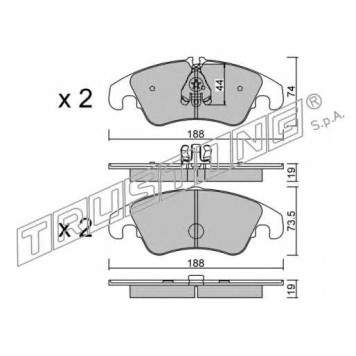 Колодки тормозные дисковые для AUDI A4(8K2,8K5,8KH,B8), A5(8F7,8T3,8TA) <b>TRUSTING 791.0 / 24408</b>