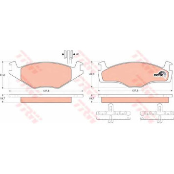 Колодки тормозные дисковые для VW CADDY, GOLF, JETTA, PASSAT, POLO, SANTANA, SAVEIRO, SCIROCCO, VENTO <b>TRW GDB454 / 20887</b>