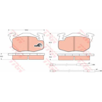 Колодки тормозные дисковые для CITROEN AX(ZA-#), C15(VD-#), ZX(N2) / PEUGEOT 106(1,1#,1A,1C), 306(7#,7A,7B,7C,N#,N3,N5) <b>TRW GDB1033 / 20905</b>