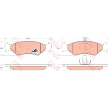 Колодки тормозные дисковые для FORD COURIER, FIESTA(GFJ, J3#, J5#, JA#, JB#, JV#), KA(RB#) / MAZDA 121(JASM, JBSM) <b>TRW GDB1221 / 21202</b>