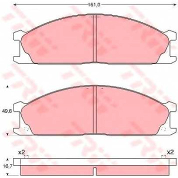 Колодки тормозные дисковые для NISSAN NAVARA(D21), NP300 Cab & Chassis, PICKUP(D21,D22), TERRANO(WD21), URVAN(E23,E24,V2#) <b>TRW GDB1017 / 21347</b>