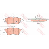Колодки тормозные дисковые для MERCEDES SPRINTER(901, 902, 903, 904, 906, 909), V(638/2), VITO(638) / VW LT(2, 2DA, 2DB, 2DC, 2DD, 2DE, 2DF, 2DH, 2DK) <b>TRW GDB1220 / 21576</b>