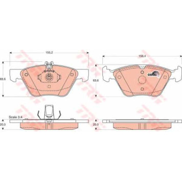 Колодки тормозные дисковые для CHRYSLER CROSSFIRE / MERCEDES CLK(A208,C208), E(S210,W210), S(W220), SLK(R170) <b>TRW GDB1215 / 21670</b>