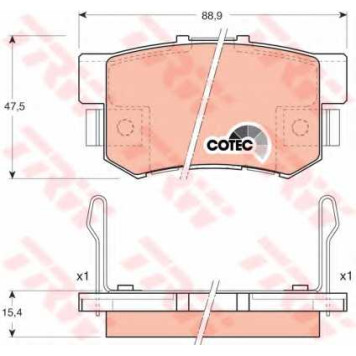 Колодки тормозные дисковые для ACURA LEGEND / HONDA ACCORD, CIVIC, ELEMENT, FR, INSPIRE, INTEGRA, JAZZ, LEGEND, ODYSSEY, SHUTTLE, STEPWGN <b>TRW GDB3154 / 21719</b>