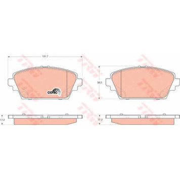 Колодки тормозные дисковые для NISSAN ALMERA TINO(V10), ALMERA(N16), PRIMERA(P12,WP12) <b>TRW GDB3227 / 23095</b>