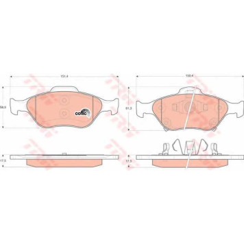 Колодки тормозные дисковые для DAIHATSU CHARADE / TOYOTA RACTIS, VERSO S, YARIS <b>TRW GDB3457 / 23202</b>