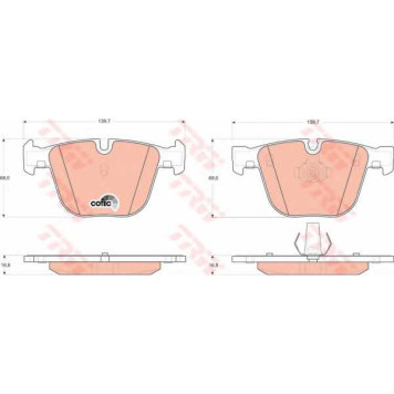 Колодки тормозные дисковые для BMW 1(E82), 3(E90,E92,E93), 5(E60,E61), 6(E63,E64), 7(E65,E66,E67), X5(E70,F15,F85), X6(E71,E72,F16,F86) <b>TRW GDB1502 / 23309</b>