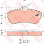 Колодки тормозные дисковые для CITROEN C2(JM#), C3(FC#,HB#) <b>TRW GDB1496 / 23408</b>