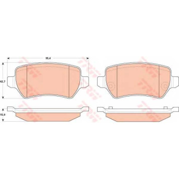 Колодки тормозные дисковые для OPEL ZAFIRA(A05,P12) <b>TRW GDB1831 / 23416</b>