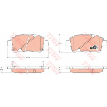 Колодки тормозные дисковые для TOYOTA ASCENT, CELICA, COROLLA, ECHO, MR, PRIUS, YARIS <b>TRW GDB3242 / 23510</b>
