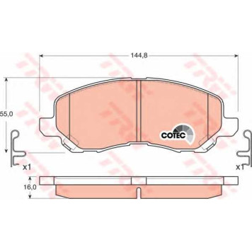 Колодки тормозные дисковые для CITROEN C4 AIRCROSS / JEEP COMPASS / LANCIA FLAVIA / MITSUBISHI ASX, GALANT, GRANDIS, LANCER, OUTLANDER, SPACE RUNNER / PEUGEOT 4008 <b>TRW GDB3287 / 23584</b>