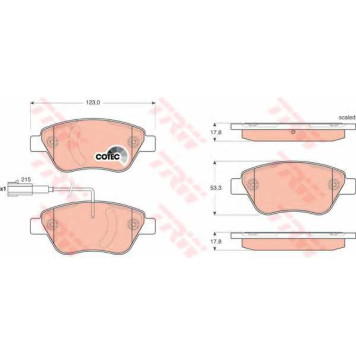 Колодки тормозные дисковые для CHRYSLER DELTA / FIAT 500(312), LINEA(323), PANDA(169), PUNTO(199), STILO Multi(192), STILO(192) / LANCIA MUSA(350) <b>TRW GDB1654 / 23705</b>