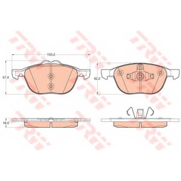 Колодки тормозные дисковые для FORD KUGA(DM2), TOURNEO CONNECT, TRANSIT CONNECT <b>TRW GDB2043 / 23723</b>