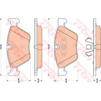 Колодки тормозные дисковые для BMW 1(E81,E82,E87,E88), 3(E90,E91,E92,E93) <b>TRW GDB1810 / 23794</b>