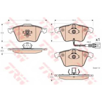 Колодки тормозные дисковые для AUDI A3(8P1,8PA) / SKODA SUPERB(3T4,3T5) / VW CC(358), EOS(1F7,1F8), GOLF(1K1,521,5M1), PASSAT(357,3C2,3C5) <b>TRW GDB1616 / 23801</b>