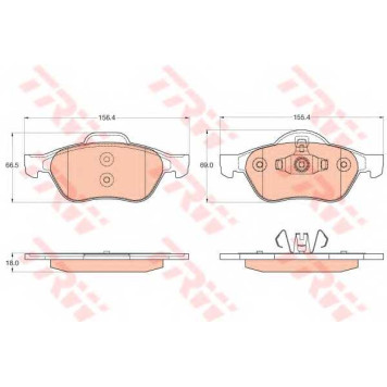 Колодки тормозные дисковые для RENAULT LAGUNA(DT0/1) <b>TRW GDB2053 / 23861</b>