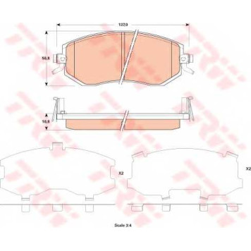 Колодки тормозные дисковые для SUBARU BRZ, FORESTER(SH,SJ), IMPREZA(G3,GH,GJ,GP,GR), LEGACY(BM,BR), OUTBACK(BM,BR), XV / TOYOTA GT 86(ZN6#) <b>TRW GDB3519 / 23865</b>
