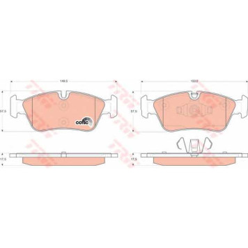 Колодки тормозные дисковые для BMW 1(E81,E82,E87,E88), 3(E90) <b>TRW GDB1625 / 23935</b>