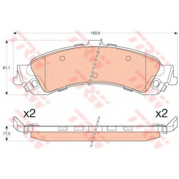 Колодки тормозные дисковые для CHEVROLET SILVERADO 1500 Extended Cab Pickup, SILVERADO 1500 Standard Cab Pickup, SILVERADO 1500, SILVERADO 1500rew Cab Pickup, SUBURBAN 1500, TAHOE <b>TRW GDB4454 / 23992</b>