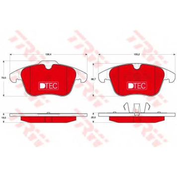 Колодки тормозные дисковые для FORD GALAXY, MONDEO, S-MAX / LAND ROVER FREELANDER / VOLVO S60, S80, V60, V70, XC70 CROSS COUNTRY, XC70 <b>TRW GDB1683DTE / 24123</b>