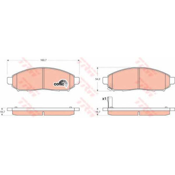 Колодки тормозные дисковые для NISSAN MURANO(Z50), NAVARA(D40), PATHFINDER(R51), SERENA(C25), XTERRA(N50) / SUZUKI LANDY(SC25) <b>TRW GDB3404 / 24227</b>