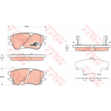 Колодки тормозные дисковые для HYUNDAI ATOS PRIME(MX), ATOS(MX) <b>TRW GDB3377 / 24277</b>