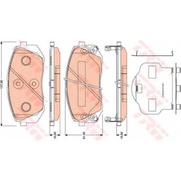 Колодки тормозные дисковые для HYUNDAI ix35(EL,ELH,LM) / KIA CARENS(FJ,UN), SPORTAGE(JE#,KM#,SL) <b>TRW GDB3461 / 24501</b>