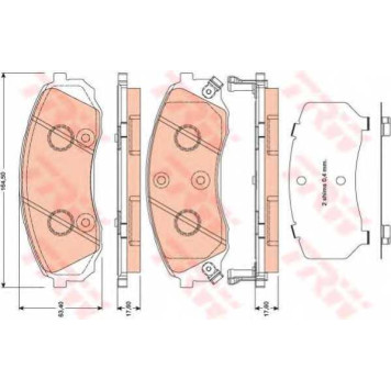 Колодки тормозные дисковые для HYUNDAI H-1 Travel(TQ), H-1(TQ) / KIA CARNIVAL / GRAND CARNIVAL(VQ) <b>TRW GDB3448 / 24597</b>