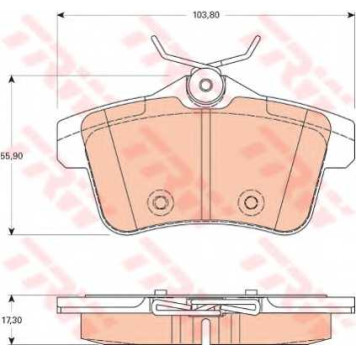 Колодки тормозные дисковые для CITROEN C4(B7), DS4, DS5 / JEEP GRAND CHEROKEE(WK,WK2) / PEUGEOT 3008, 308(4A#,4C#), 5008, 508, RCZ <b>TRW GDB1828 / 24922</b>
