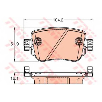 Колодки тормозные дисковые для AUDI A1(8X1,8XA,8XF,8XK), Q3(8U) / SKODA OCTAVIA(5E3,5E5) / VW CADDY(SAA,SAB,SAH,SAJ), SHARAN(7N1,7N2) <b>TRW GDB2042 / 25110</b>