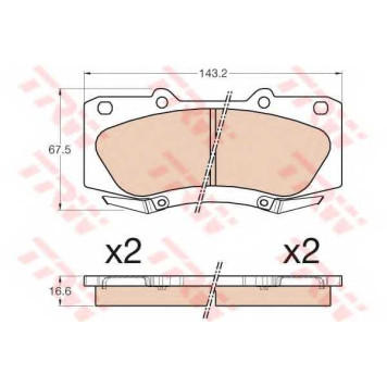 Колодки тормозные дисковые для TOYOTA HILUX(GGN#,KUN#,LAN#,TGN#) <b>TRW GDB3534 / 25209</b>