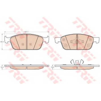 Колодки тормозные дисковые для FORD FOCUS, KUGA(DM2), TOURNEO CONNECT, TRANSIT CONNECT <b>TRW GDB2009 / 25555</b>