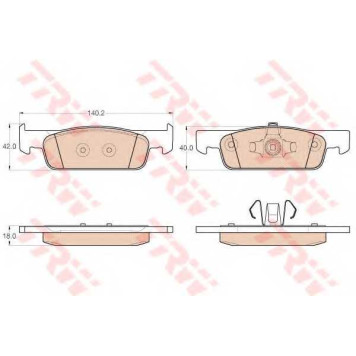 Колодки тормозные дисковые для RENAULT CLIO, LOGAN, SANDERO/STEPWAY, THALIA(LU1/2#), TWINGO <b>TRW GDB2016 / 25702</b>