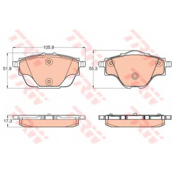 Колодки тормозные дисковые для CITROEN C4 / PEUGEOT 308 <b>TRW GDB2034 / 25827</b>