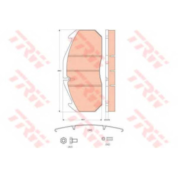 Колодки тормозные дисковые для MAN E 2000, EL, EM, F 2000, F 90, HOCL, LION S CITY, LION S COMFORT, LION S STAR, LION S, M 2000 L, M 2000 M, NG, NL, NU, TGA / MERCEDES O 340, O 404, TOURISMO <b>TRW GDB5065 / 29030</b>-2