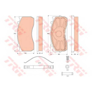 Колодки тормозные дисковые для MAN L 2000, TGL, TGS / MERCEDES ACCELO, ACTROS MP4, ACTROS, ANTOS, ATEGO 3, ATEGO, AXOR <b>TRW GDB5073 / 29115</b>-2