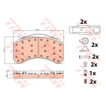 Колодки тормозные дисковые для MAN TGS / MERCEDES ACTROS MP4, ACTROS, ANTOS, AROCS, ATEGO, AXOR, ECONIC <b>TRW GDB5117 / 29244</b>