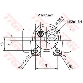Колесный тормозной цилиндр TRW BWD114-1