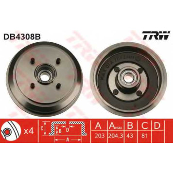Тормозной барабан TRW DB4308B