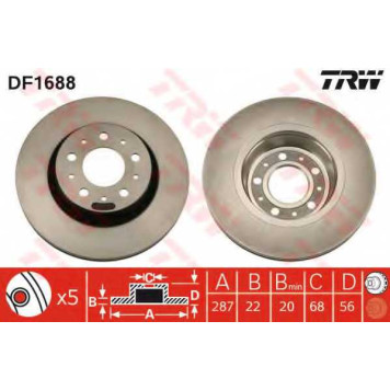 Тормозной диск TRW DF1688