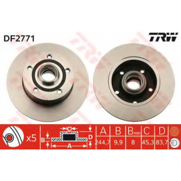 Тормозной диск TRW DF2771