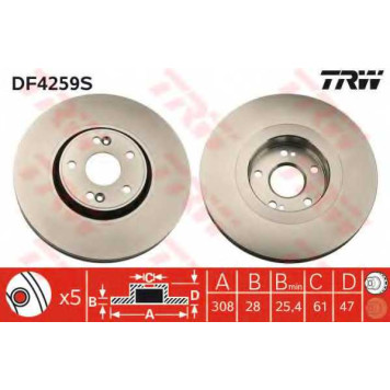 Тормозной диск TRW DF4259S