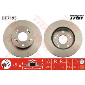 Тормозной диск TRW DF7195