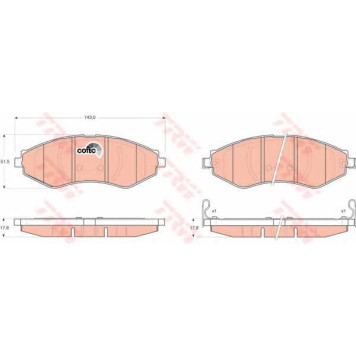 Колодки тормозные дисковые для CHEVROLET LACETTI(J200), NUBIRA, OPTRA(1J#) / DAEWOO GENTRA, LACETTI(J200,KLAN), NUBIRA(KLAJ,KLAN) <b>TRW GDB3347</b>