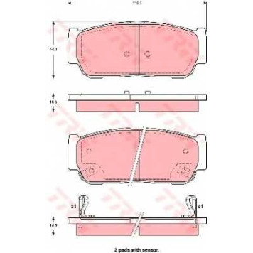 Колодки тормозные дисковые для SSANGYONG RODIUS, TURISMO <b>TRW GDB3413</b>